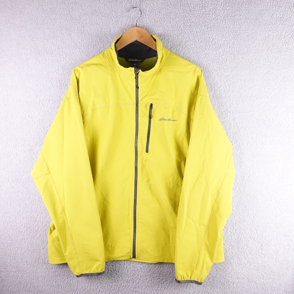 Eddie Bauer First Ascent Mens XL Yellow Full Zip Softshell Jacket Hiking Coat